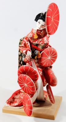 A 20thC velvet lined figure of a geisha