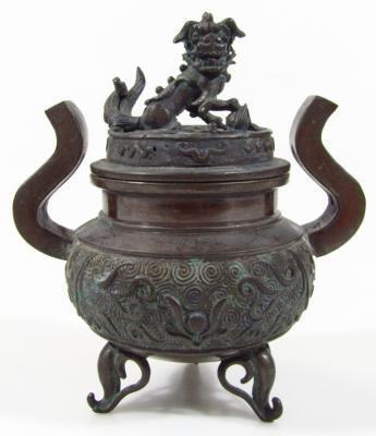 A 19thC Chinese bronze censer