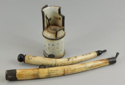 Three assorted Chinese opium pipes