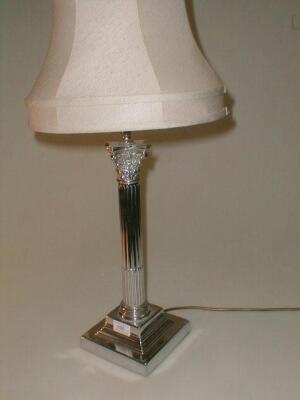 A Chromium plated Corinthian columnar table lamp