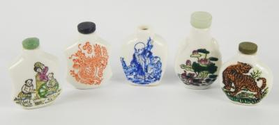 Five various 20thC Chinese porcelain snuff bottles