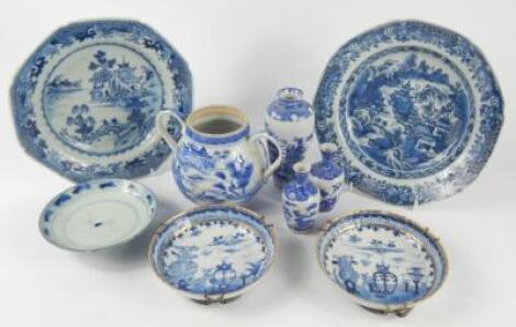 A group of 18thC and later Chinese blue and white ceramics
