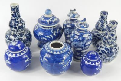 A group of mainly 20thC Chinese blue and white jars and vases
