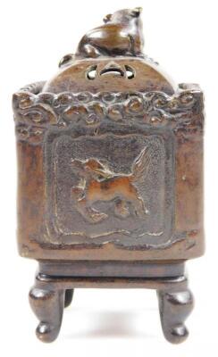 A Chinese bronze censer of square section - 4