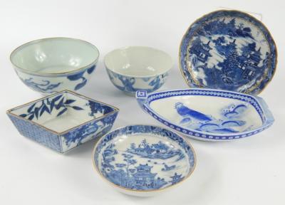 Mixed Japanese and Chinese blue and white dishes