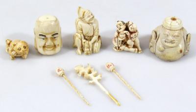Various ivory and other carvings