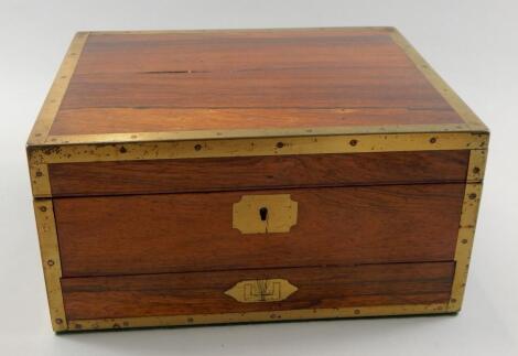 A 19thC rosewood and brass campaign dressing case