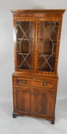 A Reprodux mahogany secretaire bookcase