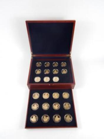 A set of twenty three Royal Mint Alderney Proof 2007 £5 silver gilt Maundy Coins