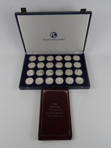 A Franklin Mint Winston Churchill Silver Medal Collection