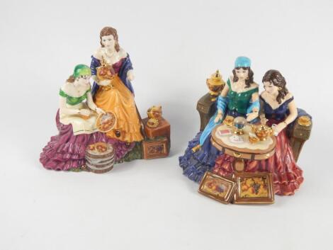 Two Royal Worcester porcelain figure groups