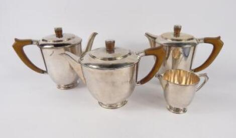 A George VI silver four piece tea and coffee set