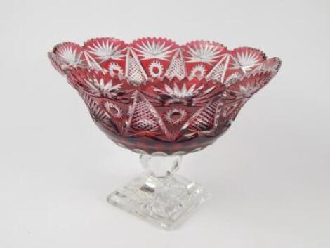 A German ruby flashed glass fruit bowl