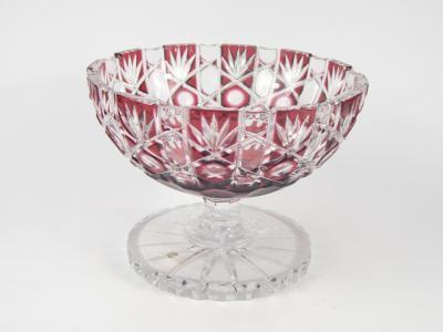 A Continental ruby flashed glass fruit bowl