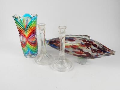 A Due Zeta cut glass rainbow coloured vase