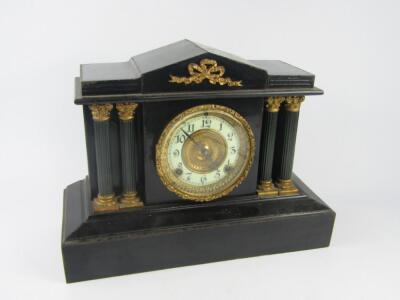 An Ansonia Clock Company cast iron architectural mantel clock