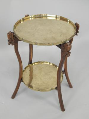 A Chinese hardwood and brass early 20thC tray top occasional table