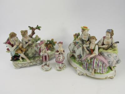 Two Unterweissbach porcelain pastoral figure groups