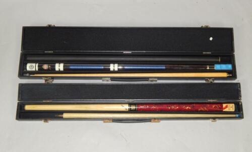 A BCE Custom pool cue and an Embassy Power Glide pool cue