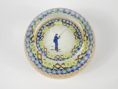 A Perthshire paperweight designed with an angler to the centre