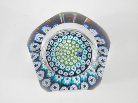 A Whitefriars footed concentric millefiori paperweight