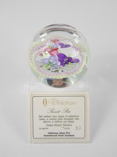 A Whitefriars cut glass paperweight Sweet Pea