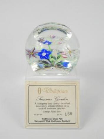 A Whitefriars cut glass paperweight Summer Garden