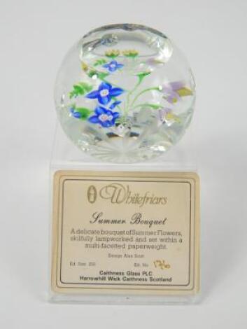 A Whitefriars cut glass paperweight Summer Bouquet