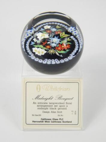 A Whitefriars cut glass paperweight Midnight Bouquet