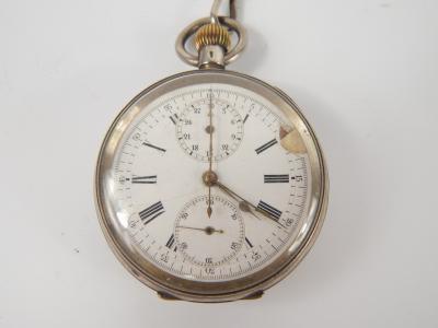 A Continental silver cased chronograph pocket watch - 2