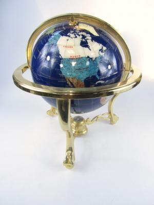 A hardstone and shell inlaid terrestrial globe