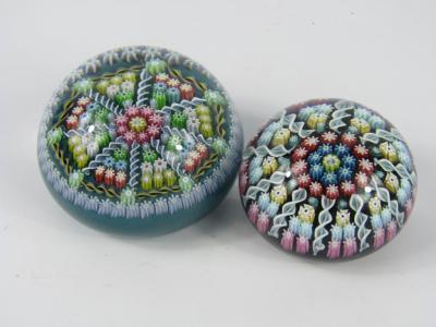 Two Perthshire concentric millefiori and spiral cane paperweights