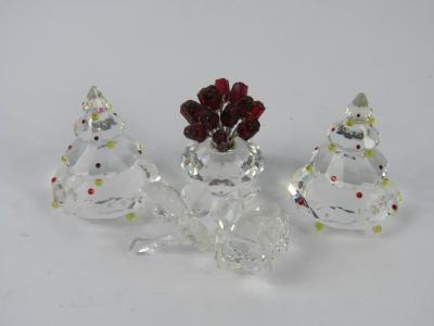 A pair of Swarovski crystal Christmas trees