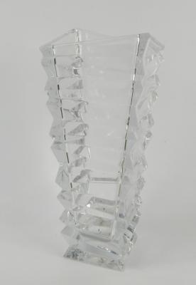 A late 20thC cut glass vase