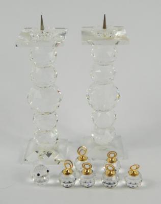 A pair of Swarovski pricket candlesticks