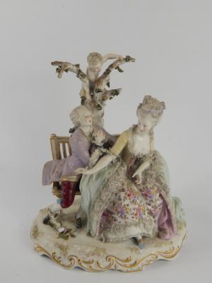 A German porcelain late 19thC conversation group