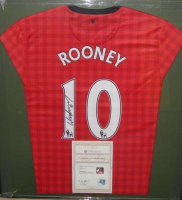 Wayne Rooney. A hand signed Manchester United home shirt