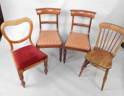 A pair of Regency mahogany bar back single dining chairs