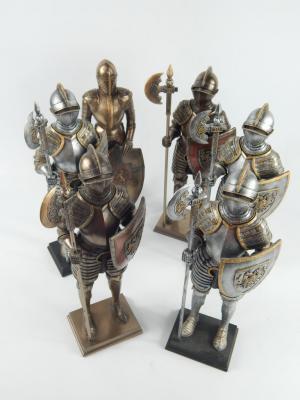 Six Veronese metal and plaster figure of soldiers in suits of armour
