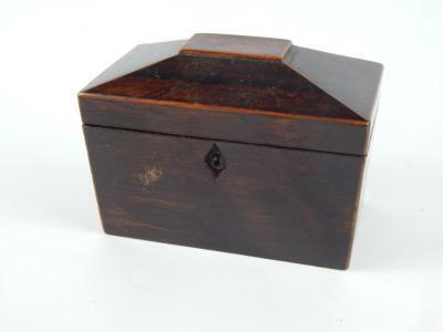 A Regency rosewood and boxwood line inlaid tea caddy