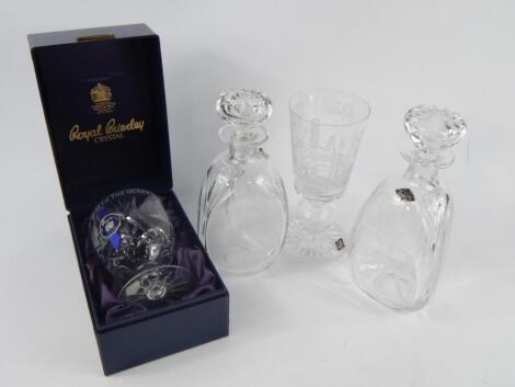 A Royal Brierley cut glass Royal Wedding Commemorative decanter and stopper