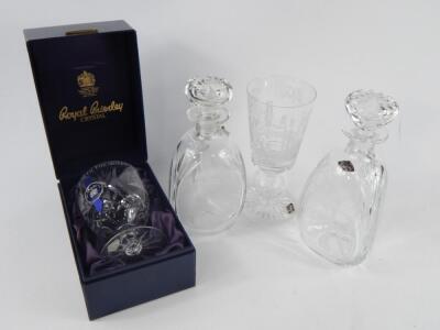 A Royal Brierley cut glass Royal Wedding Commemorative decanter and stopper