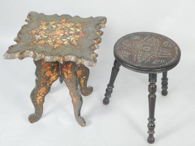 An Indian painted and lacquered late 19thC folding occasional table