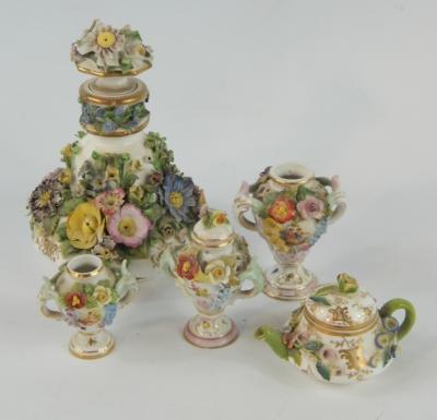 A German late 19thC porcelain scent bottle and stopper