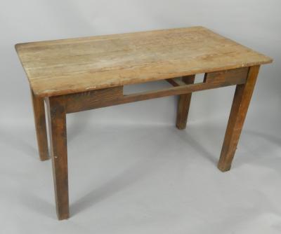 A Victorian four plank pine kitchen table