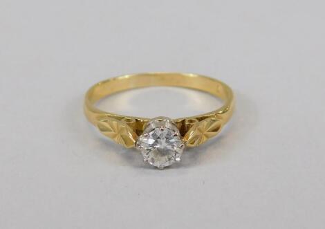 A diamond solitaire ring