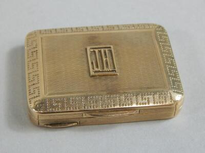 A 9ct gold vesta case