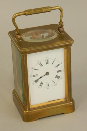 A French brass carriage timepiece