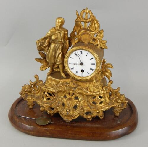 A late 19thC French gilt metal mantel timepiece