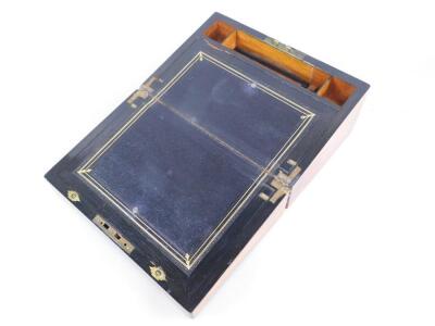 A Victorian walnut and ebonised writing box - 3